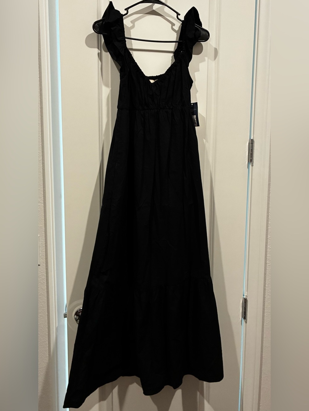 Universal Thread Flutter Cap Sleeve Tiered Maxi Black Size XS